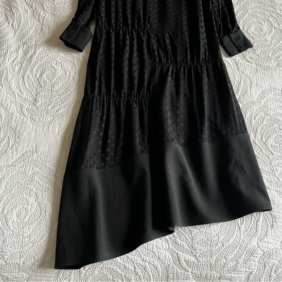 Tibi - Dot Jacquard Dolman Tie Neck Paneled Dress - Black - Picture 12 of 14